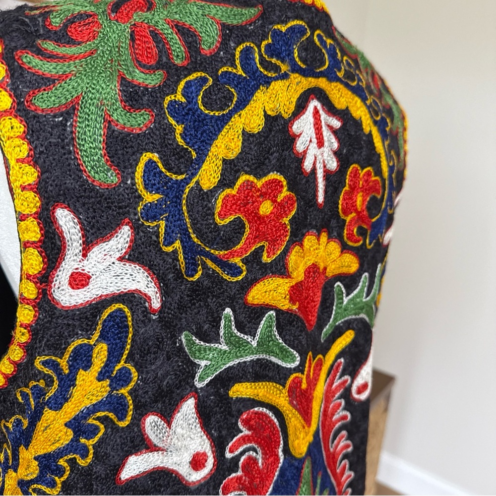 Colorful Boho Hand Embroidered Vest - Picture 6 of 9